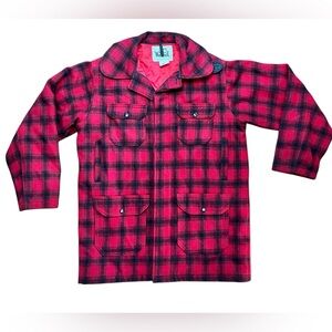 Vintage Woolrich Mackinaw Wool Red Buffalo Plaid Hunting Jacket Men’s Size 42